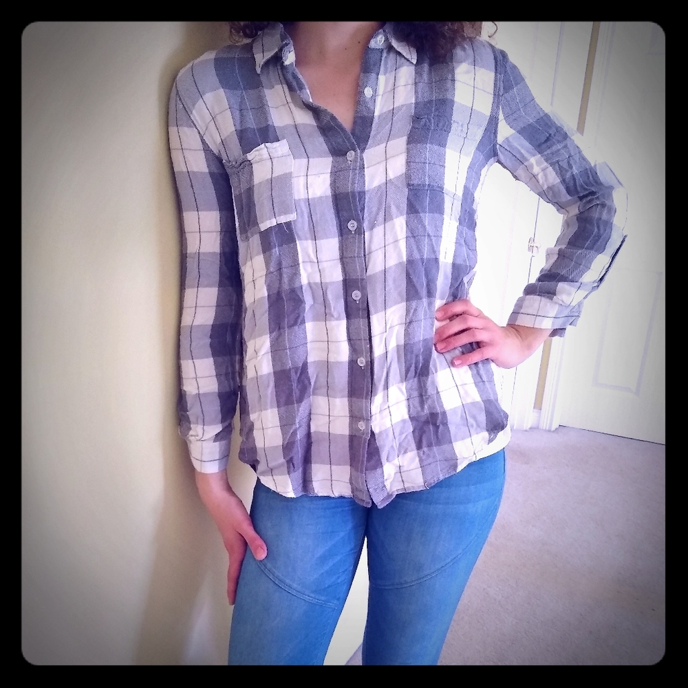 Altar'd state split back plaid shirt